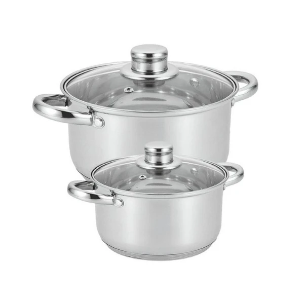 Набор кастрюль 2пр 2,2/,4,2л нерж.сталь ГРЕТТА стекл.крышка толщ. 0,4мм индукция подар.уп КТ04-F (2) 072401