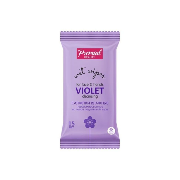 Влажные салфетки PREMIAL la fleur очищающие ароматерапия, фиалка 15шт (48)