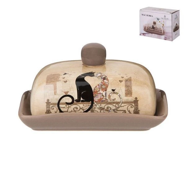 Масленка 17*12*10см керамика ПАРИЖСКИЕ КОТЫ (32)