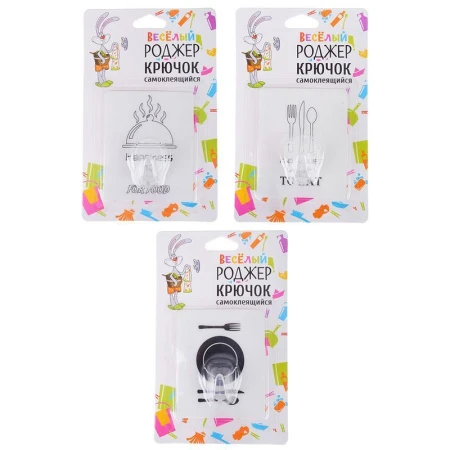 яяяКрючок самоклеящийся ПВХ 6,5*8см Кухня, 3 дизайна (10/180)