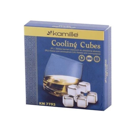 Камни для охлаждения напитков 6шт 2,7*2,7см нерж.сталь велюровый мешок для хранения арт.7793 (40)