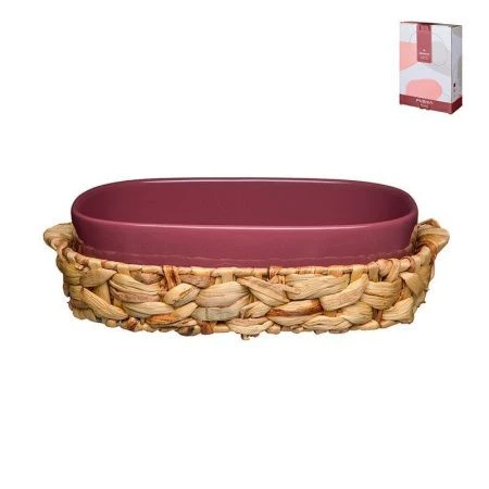 Блюдо для запекания 800мл фарфор Fusion брусника в корзинке 26*17*6,5см (12)