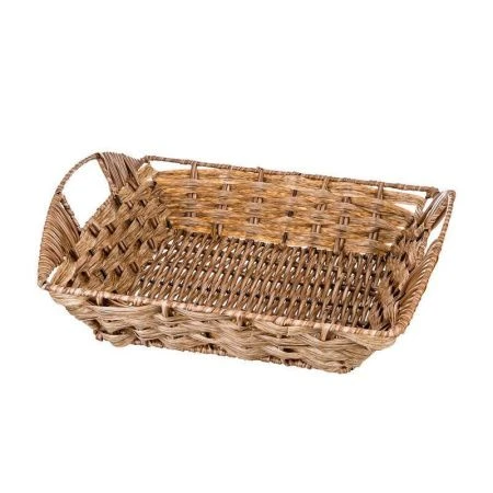 яяяКорзинка плетеная пластик 28*25*6/9см с ручками Натурель (60)