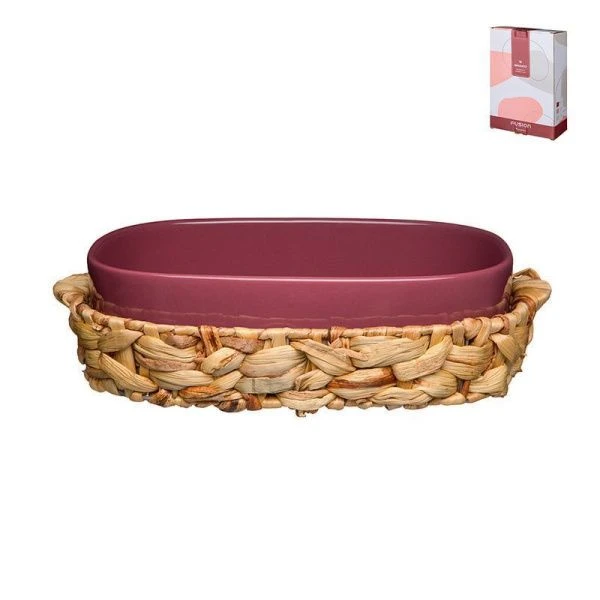 Блюдо для запекания 800мл фарфор Fusion брусника в корзинке 26*17*6,5см (12)