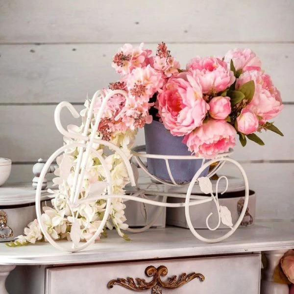 Подставка на 1 цветок 34*23*53см металл ВЕЛОСИПЕД белая 14-861 B