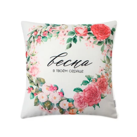 Подушка декоративная 40*40см велюр Весна в сердце