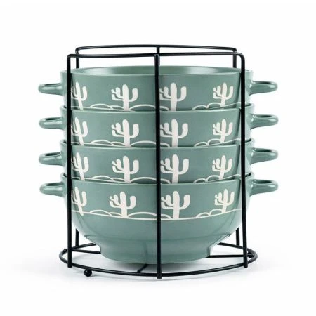 Бульонницы набор 4пр 650мл керамика Мексика на мет.подставке (6)