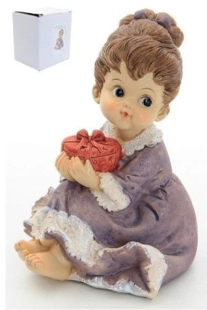 яяяФигурка Девочка с подарком в сиреневом платье 11*10,1*12,3см, полистоун