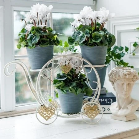 Подставка на 4 цветка 43*16*35см металл КАРЕТА белая-золото 510-312 (1)