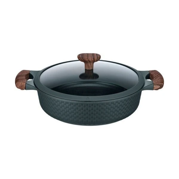 Сотейник 4,1л h7,9см алюминий АП со стекл.крышкой с силикон.ободком 28см индукция RAN (6)