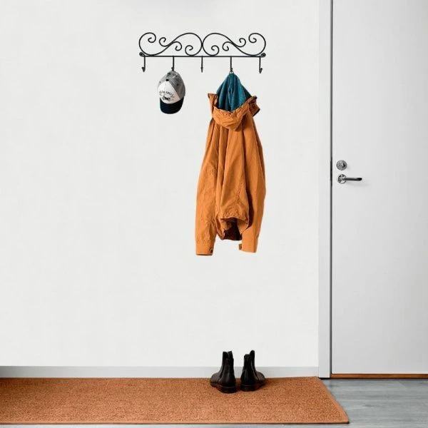 Вешалка 5 крючков настенная 40*4,5*13см металл КРУЖЕВА белая (10)