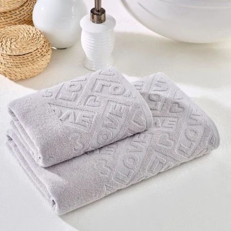 Набор полотенец махровые 2пр 50*90/70*140см METEOR LOWE серый подар.уп. 480гр