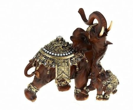 яяяФигурка Слониха со слоненком 24*12,5*23,5см. (с декоративными стразами) (подарочная у