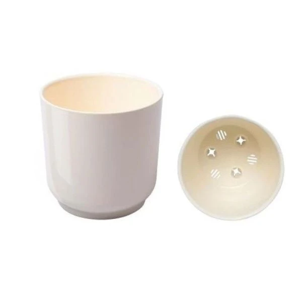 Горшок цветочный 17,3л 30*30см пластик ДЕЛЬТА с вкладкой ванильный (1)