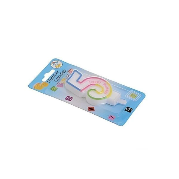 Свеча в торт парафин Цифра 5 С Днем рождения NM-10 (12)