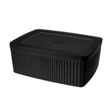Корзинка 6,55л 295*225*110мм пластик VELVET с крышкой черный гранит (8) Корзинка 6,55л 295*225*110мм пластик VELVET с крышкой черный гранит (8)