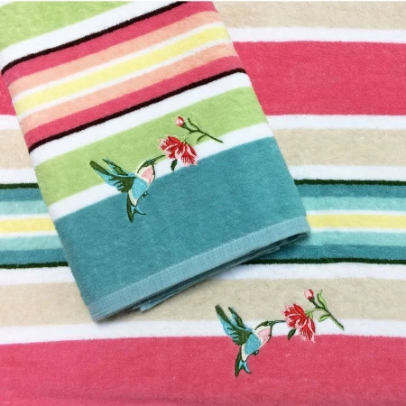 яяяПолотенце 65*135 махровое Колибри N17-226 (12)