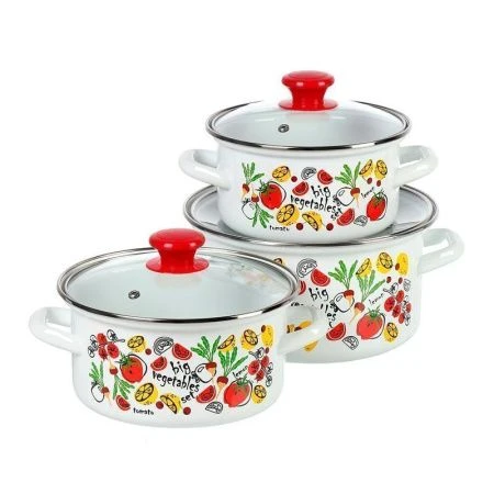 Набор кастрюль 3пр 1,5/2,3/3л эмаль ГАСПАЧО-1-ЭКСТРА белый цилиндрический