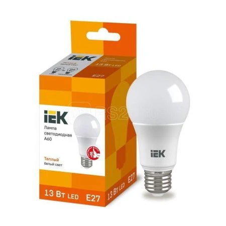Лампа светодиодная стекло ECO A60 шар 13Вт 230В 3000К E27 IEK