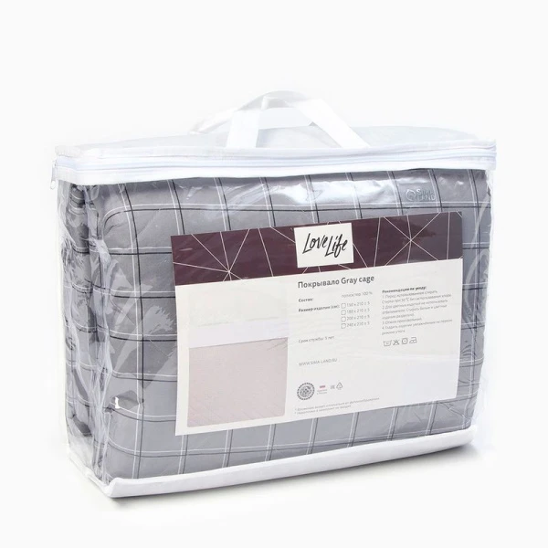 Покрывало евро 200*210±5 новосатин 100% п/э LoveLife Gray cage