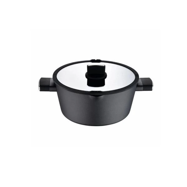 Кастрюля 6л алюминий АП Ion Plus BERGNER со стекл.крышкой 28см арт.BG-35912-BK (4)