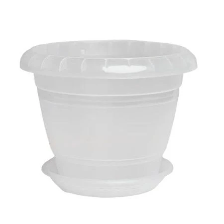 Горшок цветочный 2,1л d19см пластик ФЕСТОНА с поддоном прозрачный 5PL0053 (24)