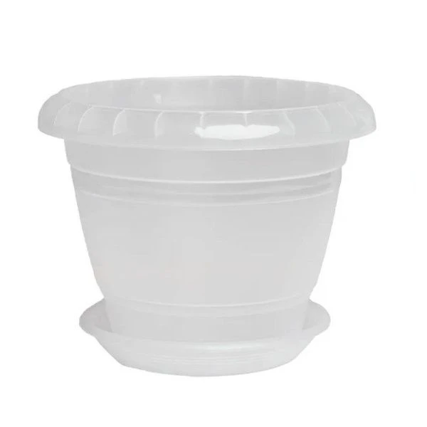 Горшок цветочный 2,1л d19см пластик ФЕСТОНА с поддоном прозрачный 5PL0053 (24)