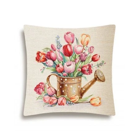 Наволочка декоративная 44*44см гобелен ТЮЛЬПАНЫ в лейке