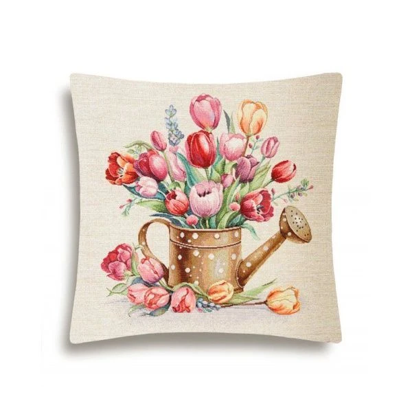 Наволочка декоративная 44*44см гобелен ТЮЛЬПАНЫ в лейке