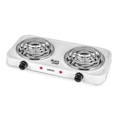 Плитка электрическая металл Centek CT-1509 белая 2000Вт 2 конфорки ТЭН 140мм индикатор работы (6)