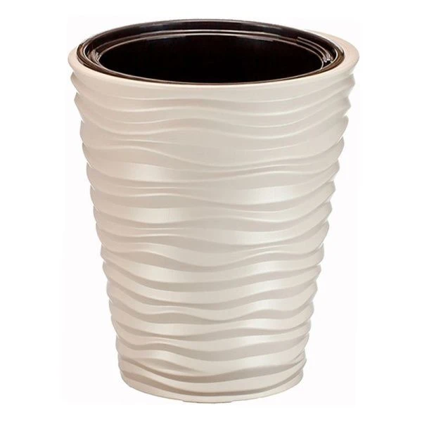Кашпо 19,5л d340мм h385мм пластик ДЮНА Кремовый со вставкой 9л (1)