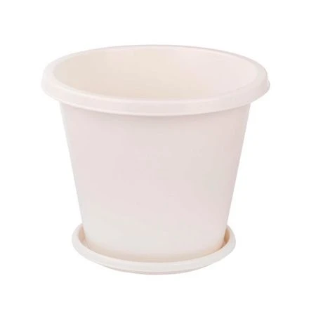 Горшок цветочный 3л пластик ЭКОНОМ с поддоном белый (30)