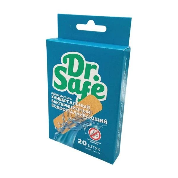 Пластырь бактерицидный на синтетич. основе 20шт телесный Dr.Safe 1,9*7,2см №20  (88)