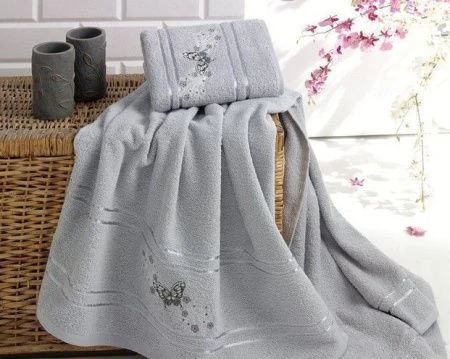 яяяНабор полотенец махровые с вышивкой Karna KING (50x85/70x130) (Серый)