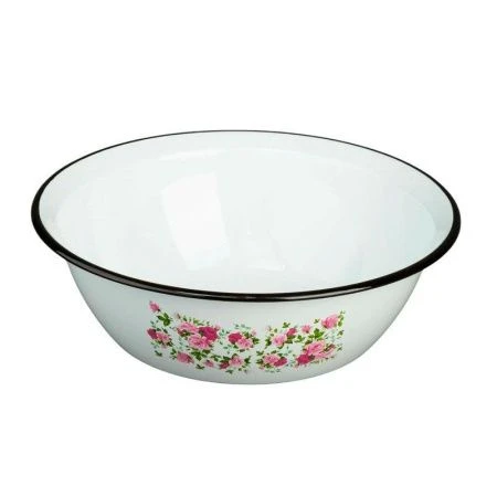 Миска 3,5л эмаль КИТАЙСКАЯ РОЗА белая С-0313/4 (10)