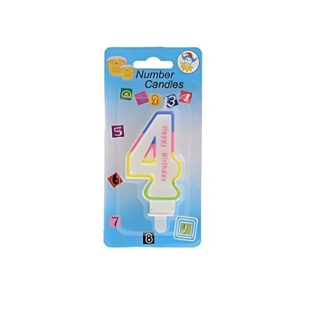 Свеча в торт парафин Цифра 4 С Днем рождения NM-10 (12)