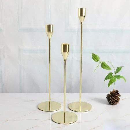 Подсвечники набор 3шт 34/29/24*8см металл золото HA-02 (24)