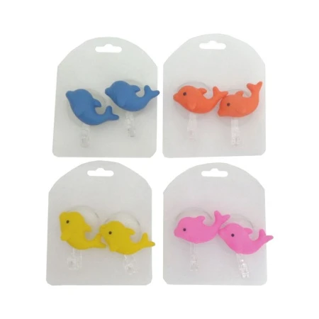 Набор крючков пластик 2шт. на присосках ДЕЛЬФИНЫ 7*4*4см (4цвета) (300)