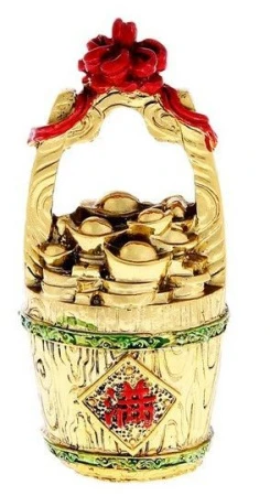 Нэцке золото Бочонок достатка полистоун 12,5*5*5см 603363