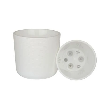Горшок цветочный 16,6л 30*30см пластик ЛИОН с вкладкой белый (1)