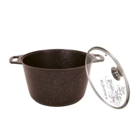 Кастрюля 10л алюминий АП кофейный мрамор стекл.крышка (2)