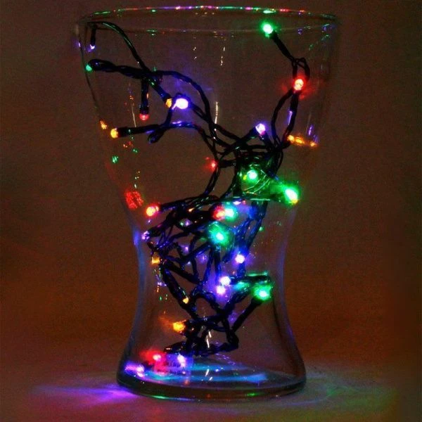 Новогодняя гирлянда метражная 5.5 м, 60 разноцветных ламп, темная нить, 8 режимов НУ-6547