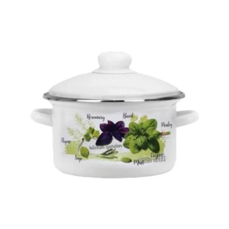 Кастрюля 4л эмаль БАЗИЛИК белая 01-Б1614/4 (4)