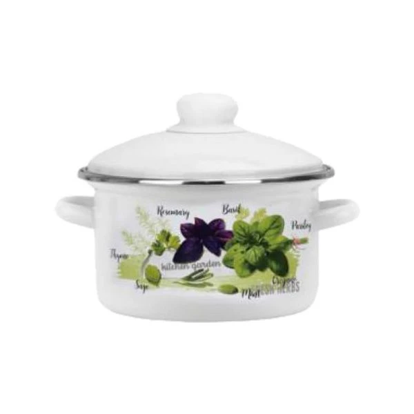 Кастрюля 4л эмаль БАЗИЛИК белая 01-Б1614/4 (4)