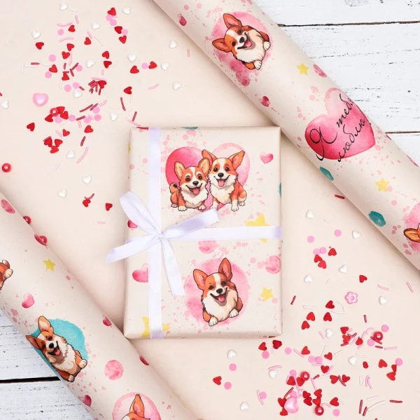 Бумага упаковочная крафт 70*100см Я тебя люблю (1)