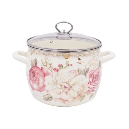 Кастрюля 4,3л эмаль Elegant со стекл.крышкой 20см индукция DL13040 (8)