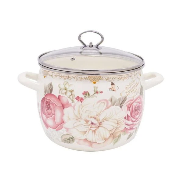 Кастрюля 4,3л эмаль Elegant со стекл.крышкой 20см индукция DL13040 (8)