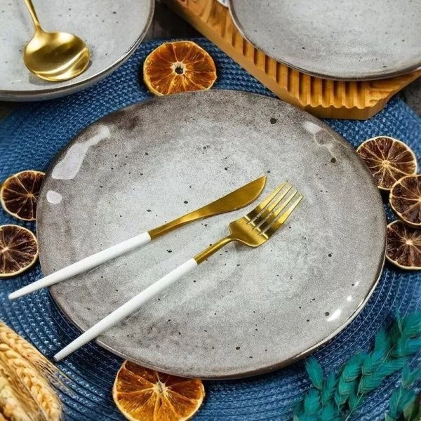 Тарелка мелкая 26см керамика STONE серая обеденная DMD041 (12)