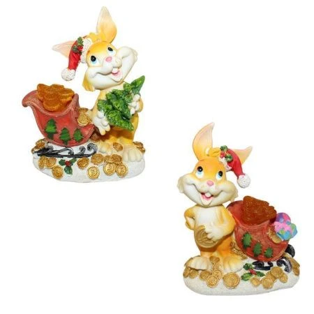 Фигурка Кролик / Заяц с монетами с подсветкой полистоун 12см 2 вида S2880005