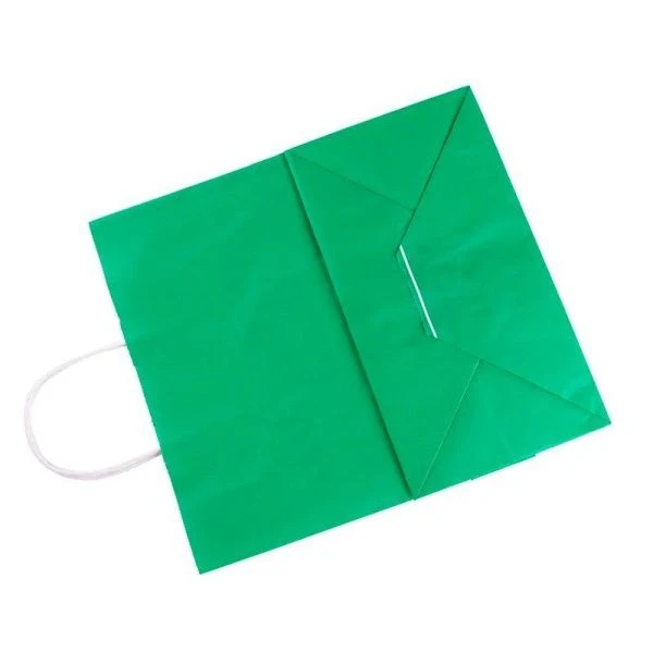 Пакет бумажный с кручеными ручками 22*25*12см зеленый (250)